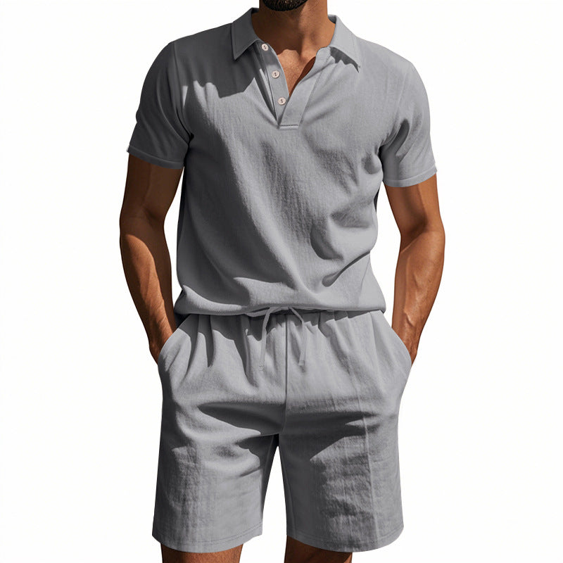 Herren lässiges Poloshirt und Shorts Set Drune