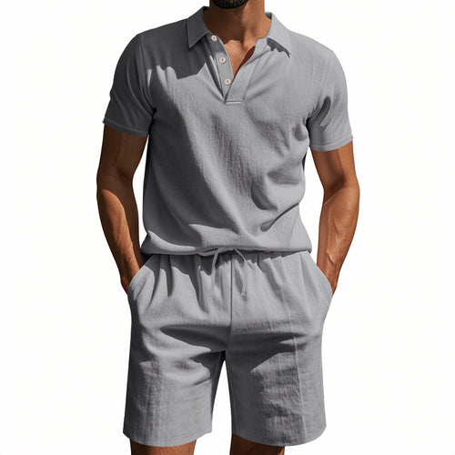 Herren lässiges Poloshirt und Shorts Set Drune