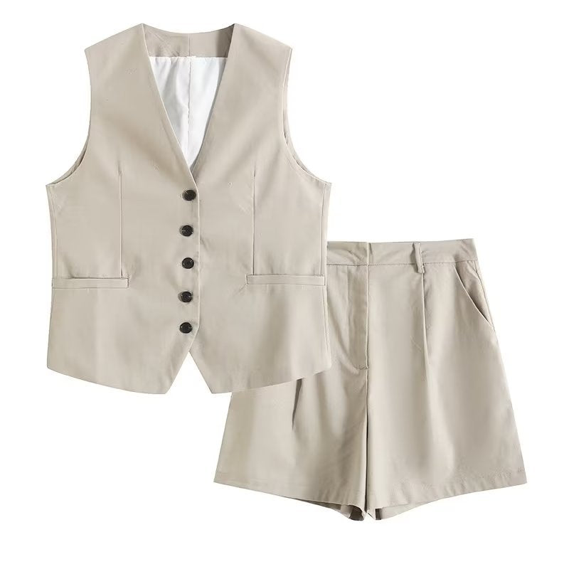 Drune | Lockere Weste Shorts Set