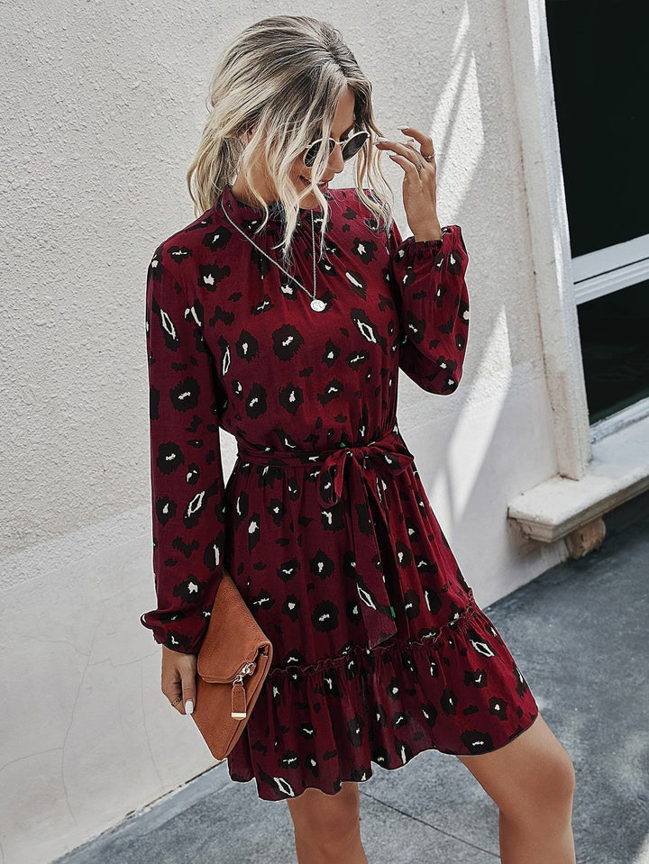Damen Florale Rüschens Mini Kleid Drune