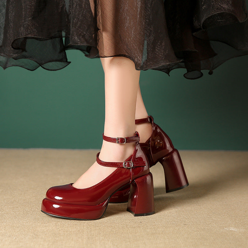 Damen Elegante Blockabsatz-Pumps mit verstellbarem Riemen Drune