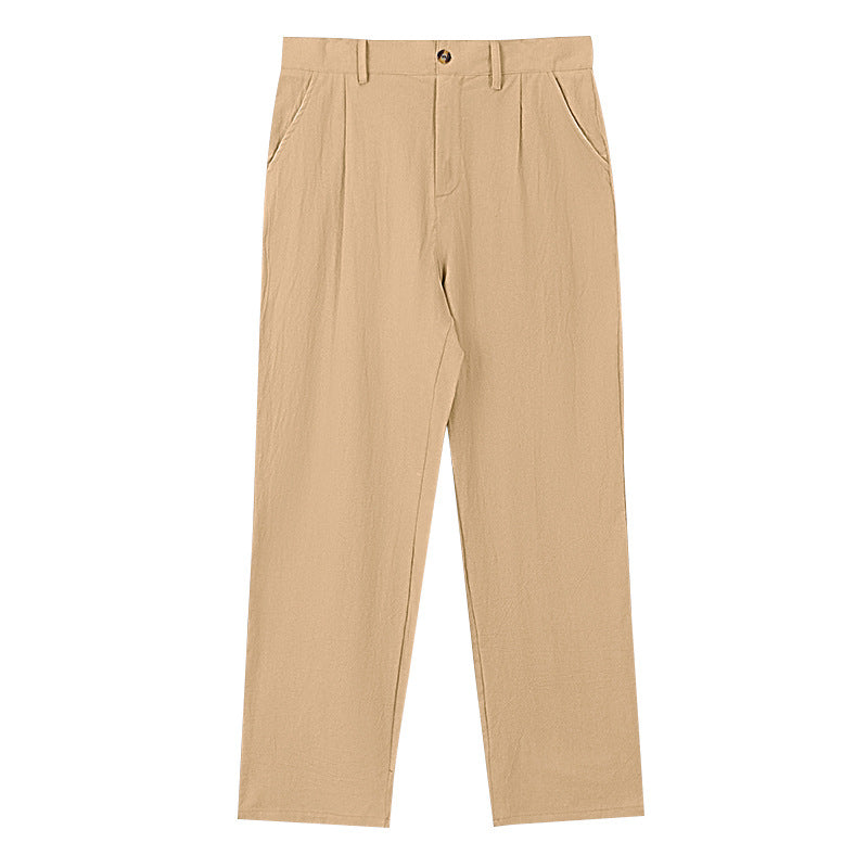 Herren nan elegante Bundfaltenhose aus leichtem Baumwollmix mit geradem Schnitt und Gürtelschlaufen Drune
