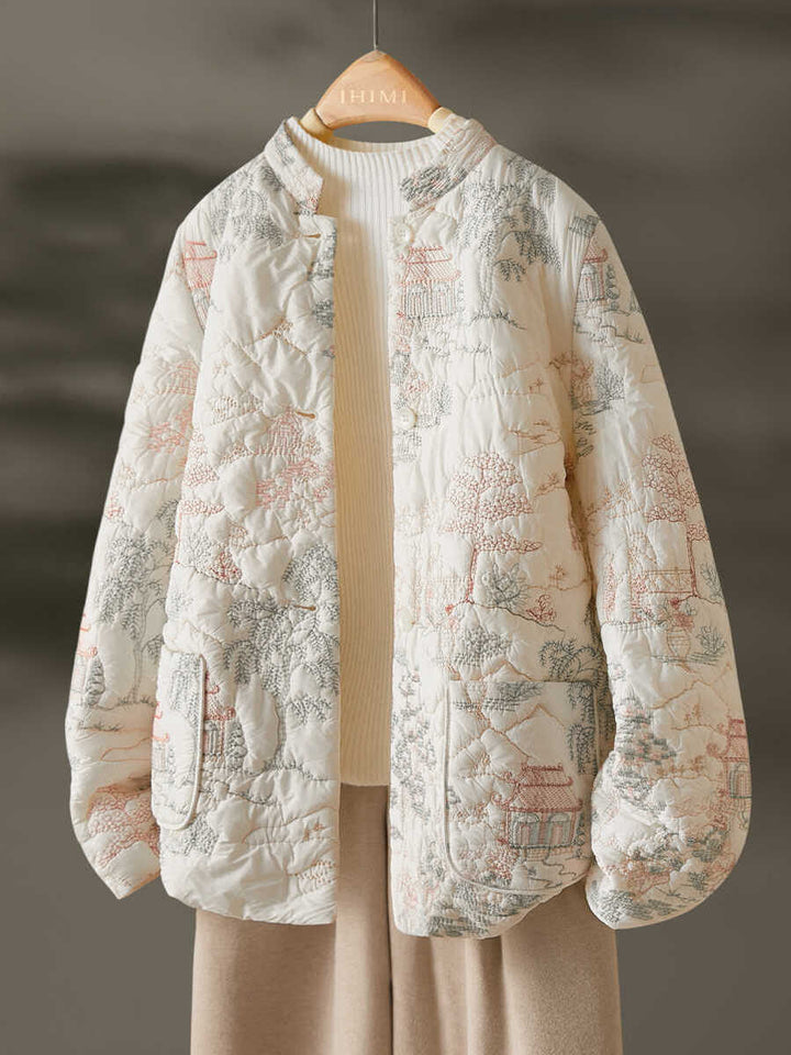 Damen Leichte gesteppte Jacke mit eleganten Stickereien Drune