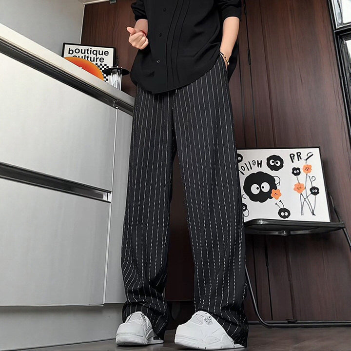 Damen Bequeme Strickhose mit vertikalen Streifen Drune