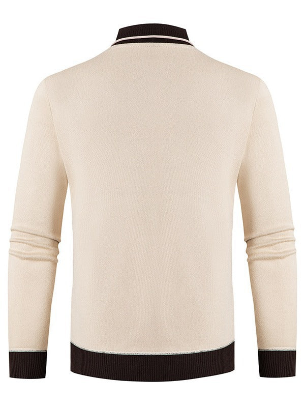 Herren modischer Pullover mit asymmetrischem Kragen und Knopfdetail Drune
