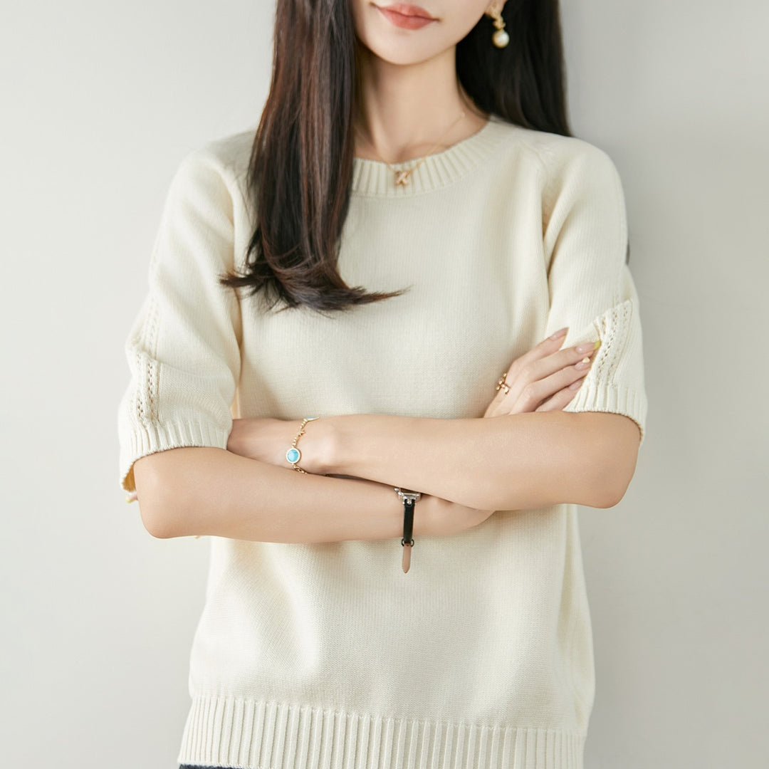 Damen Kurzarm Cashmere-Mix Pullover Drune