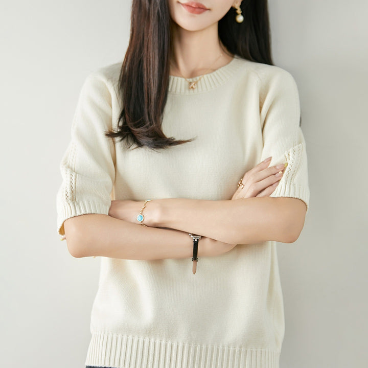 Damen Kurzarm Cashmere-Mix Pullover Drune