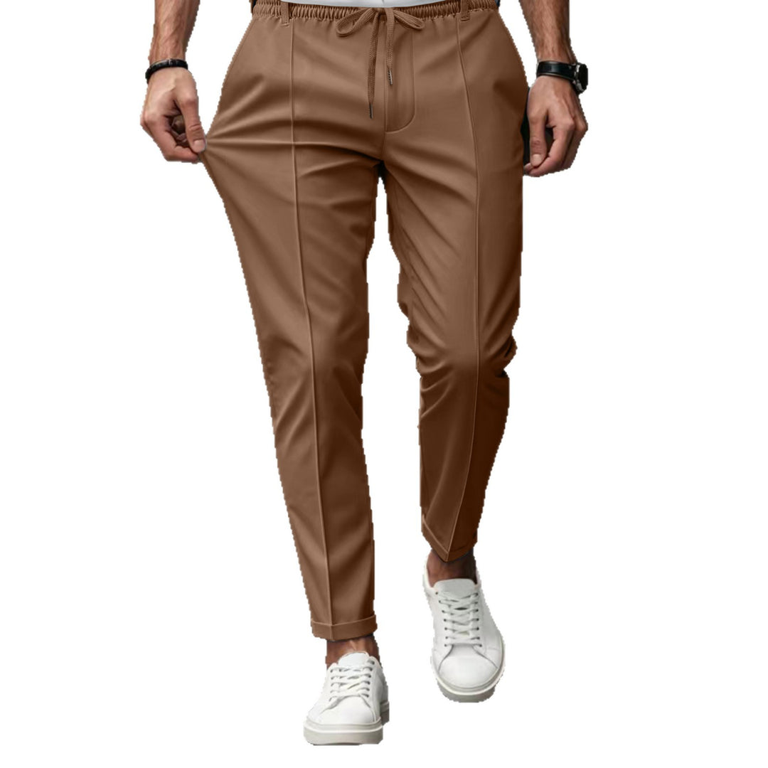 Herren nan lässige Chino-Jogginghose mit elastischem Bund und Bügelfalte Drune