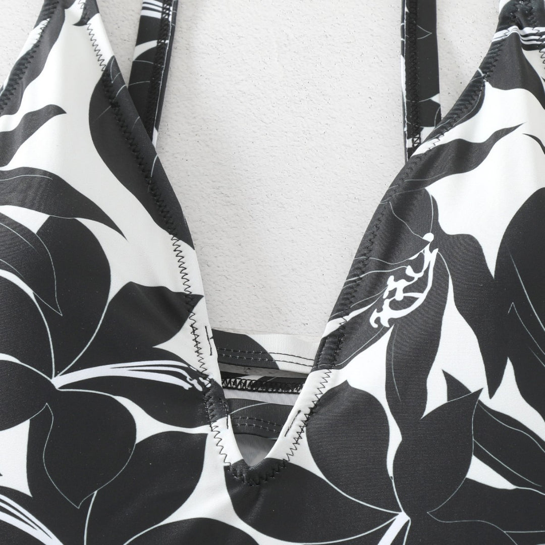 Damen Einteiler Badeanzug mit floralem Design Drune