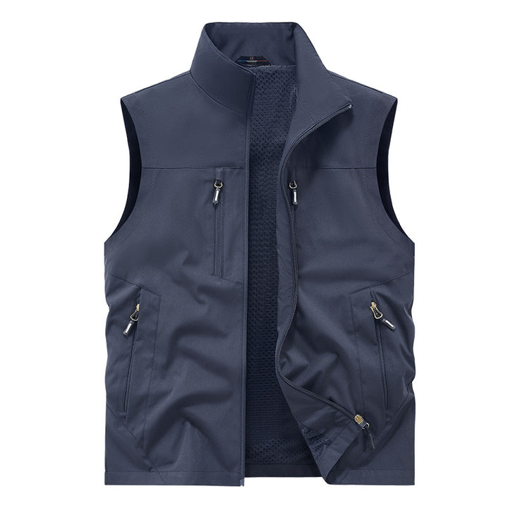 Herren Wasserabweisende Utility‑Weste mit mehreren Reißverschlusstaschen & hohem Stehkragen Drune
