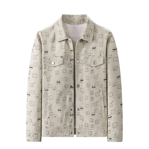 Herren Modische Cordjacke mit einzigartigem Muster Drune