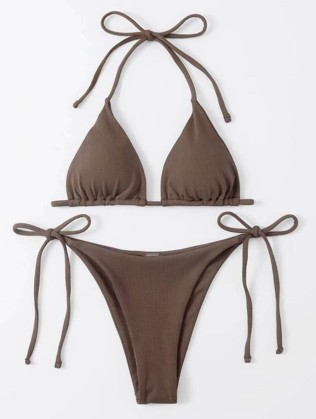 Damen Triangel-Bikini mit verstellbaren Trägern und Ripp-Design Drune