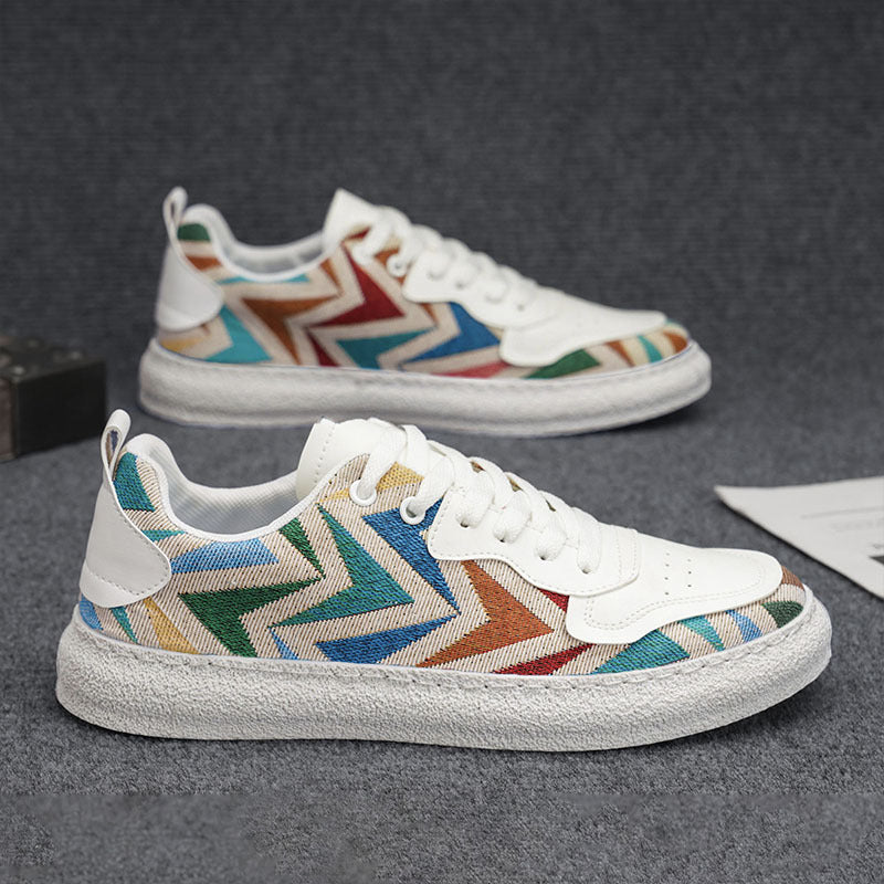 Damen Modische Sneakers mit farbenfrohem Chevron-Muster Drune