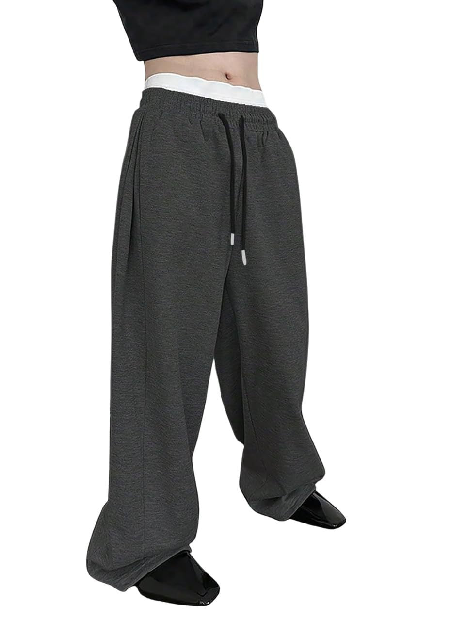 Unisex weite Sweatpants mit elastischem Bund, breitem Bein, Kordelzug und verdeckten Seitentaschen Drune