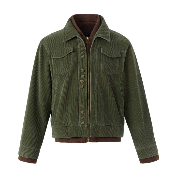 Herren Kurzblouson aus Cord mit dekorischer Knopfleiste und Innenzip Drune