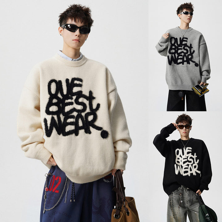 Damen Oversized Sweater mit grafischem Statement Drune