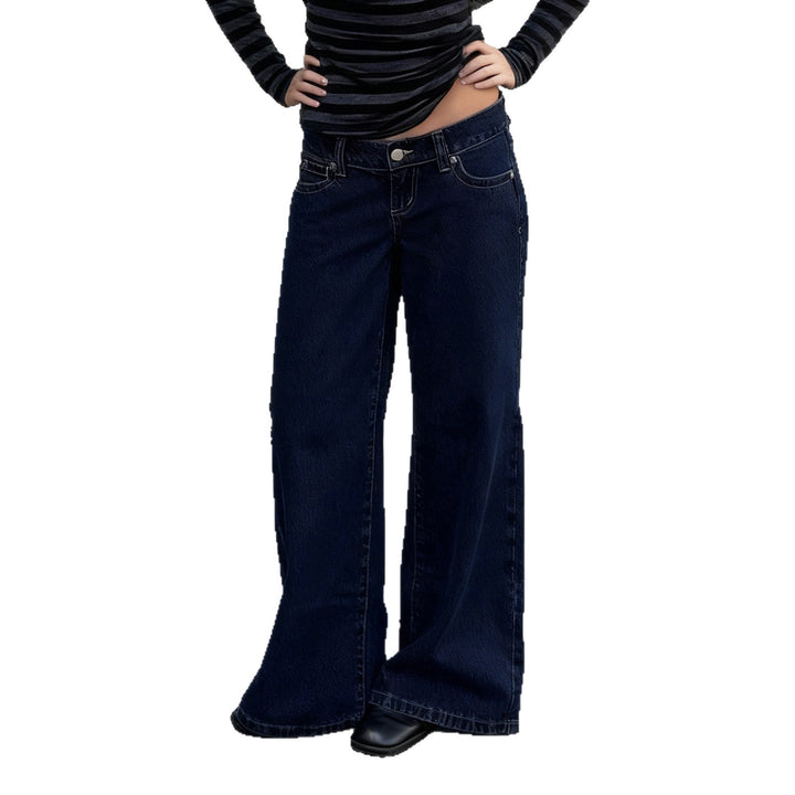 Damen Weite High‑Waist Five‑Pocket Denim-Jeans mit ausgestelltem Bein Drune