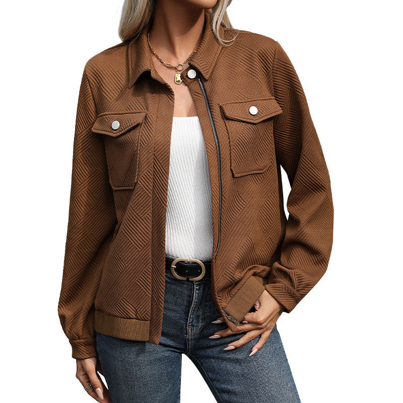 Damen Modische Overshirt-Jacke mit strukturiertem Muster Drune