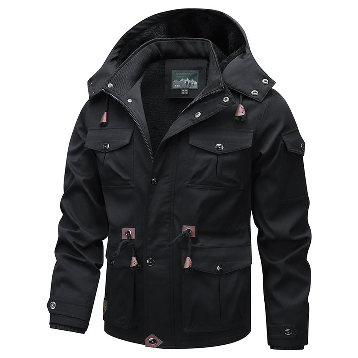 Herren Militärinspirierter Canvas-Parka mit Teddyfleece-Innenfutter und verstellbarem Taillenzug Drune