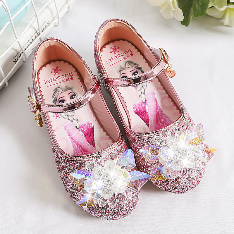 Mädchen Glitzernde Mary Jane Schuhe mit funkelnden Blumenapplikationen Drune