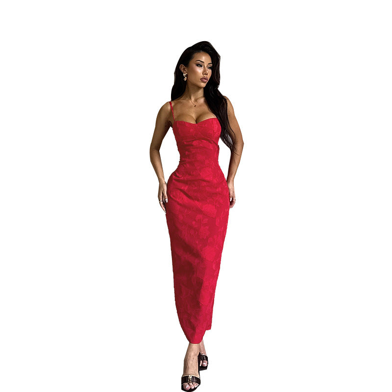 Damen elastisches Blumen-Bustier-Maxikleid Drune