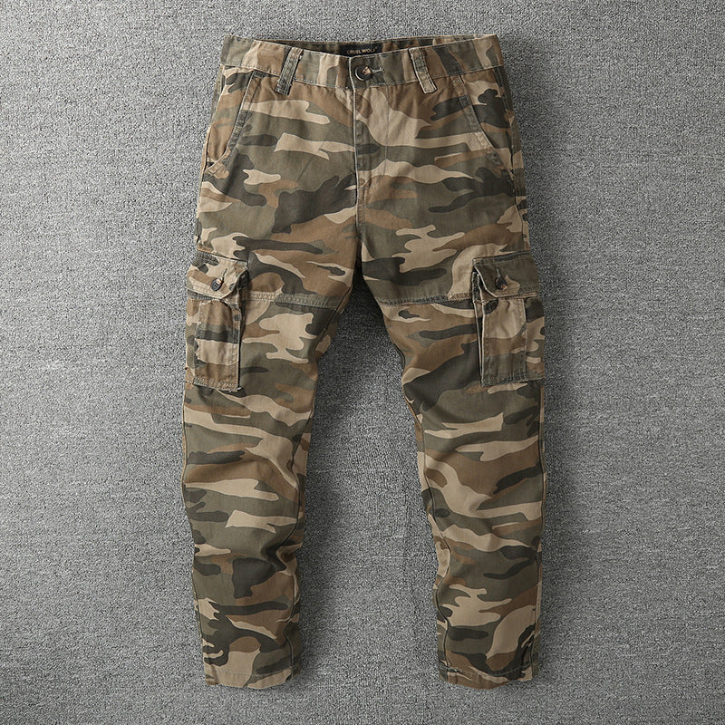 Herren Cargohose mit taktischem Tarnmuster und mehreren Klappentaschen Drune
