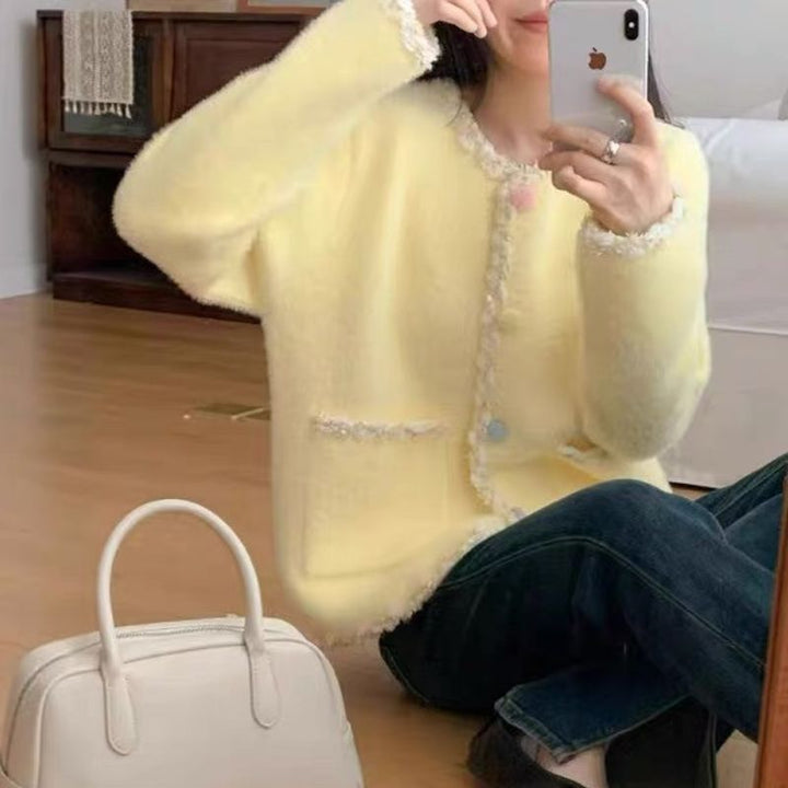 Damen Kuscheljacke im eleganten Schnitt mit kontrastierenden Akzenten Drune