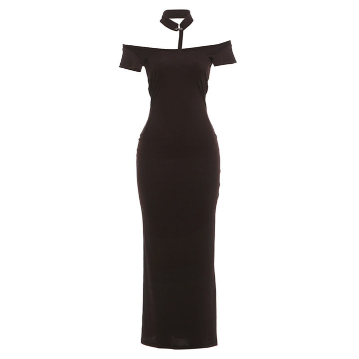 Damen Off-Shoulder Maxikleid mit elegantem Choker Drune