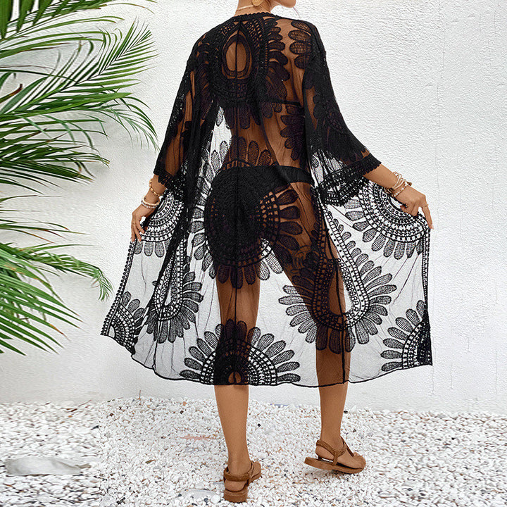 Damen elegante gehäkelte Strandüberwurfjacke Drune