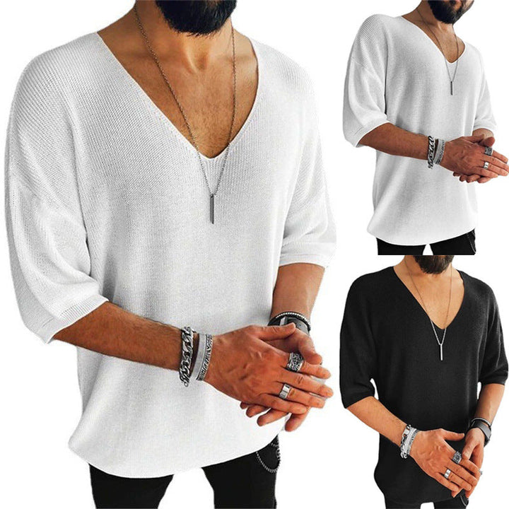 Herren Übergröße V-Ausschnitt Pullover Drune