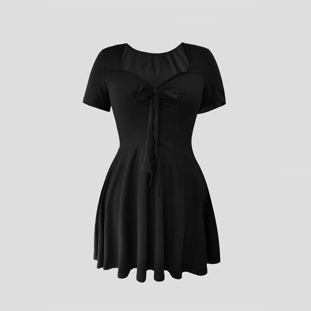 Damen Cocktailkleid mit tiefem V-Ausschnitt und Schleifendetail Drune