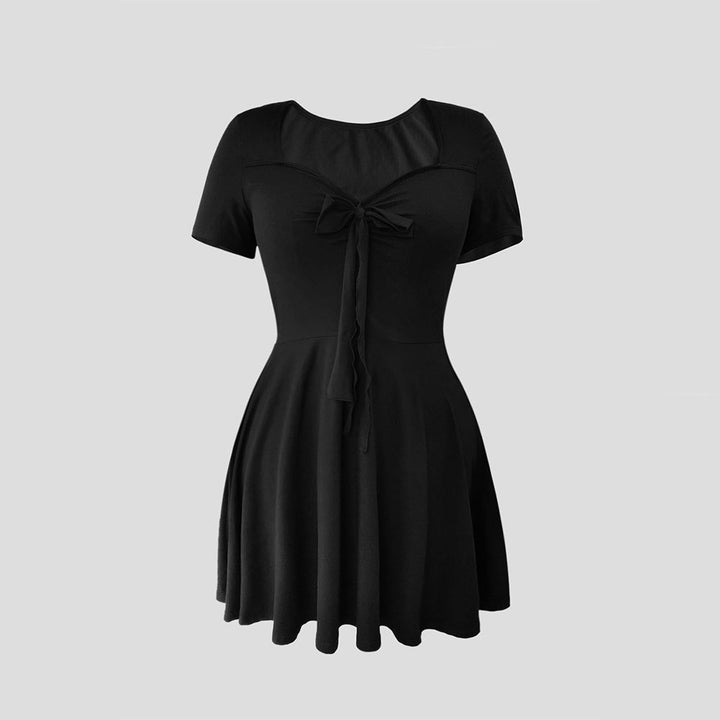 Damen Cocktailkleid mit tiefem V-Ausschnitt und Schleifendetail Drune