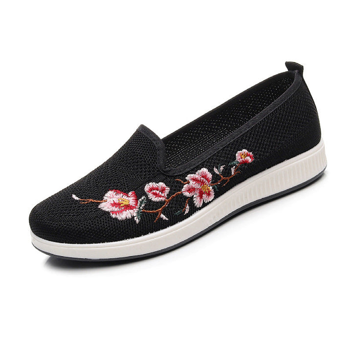 Damen Slip-On Sneaker mit floralem Stickmuster Drune