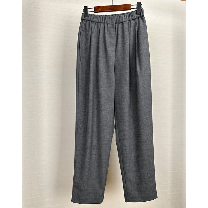 Damen Weite High-Waist Stoffhose mit Gummibund und geradem Bein Drune