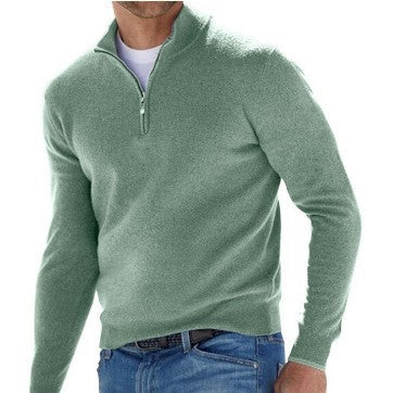 Herren Feiner Strickpullover mit kurzem Reißverschluss und Troyerkragen Drune