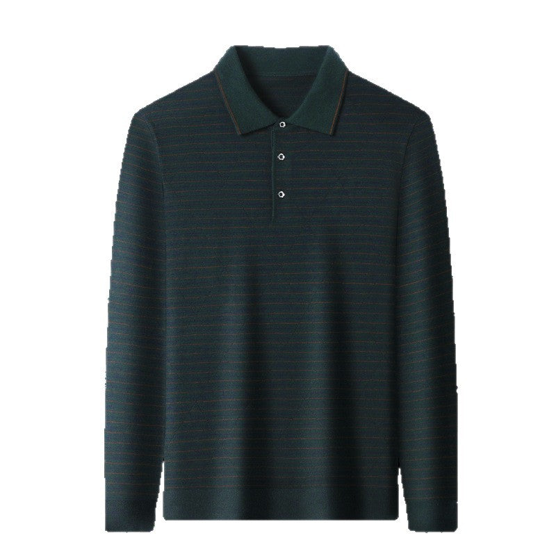Herren Langarm-Polo mit eleganter Struktur und modernem Kragen Drune