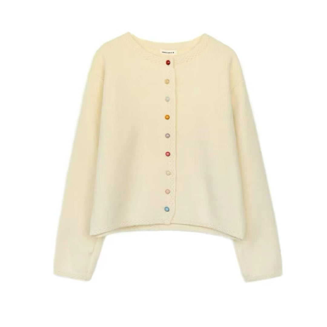 Damen Verspielte Strickjacke mit bunten Knöpfen Drune