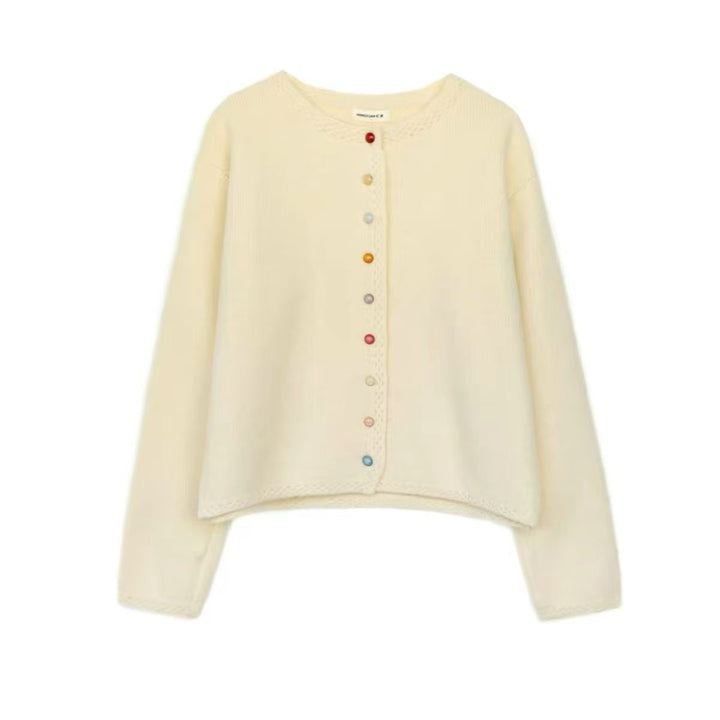 Damen Verspielte Strickjacke mit bunten Knöpfen Drune