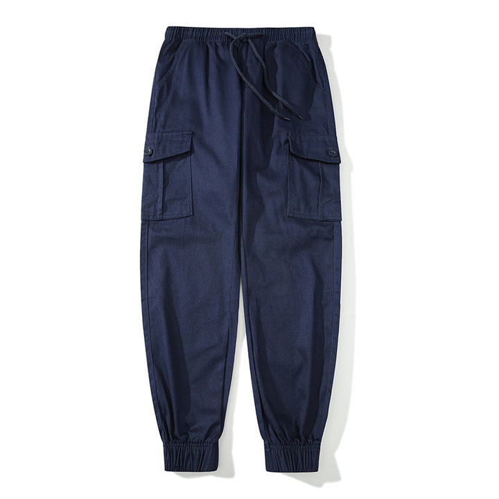 Herren Cargo-Joggerhose mit elastischem Bund, Klappentaschen und gerippten Knöcheln Drune