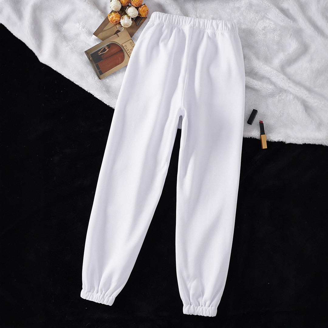 Damen nan hochgeschnittene Jogginghose aus weicher Fleece Baumwollmischung mit elastischem Bund Kordelzug und Eingrifftaschen Drune
