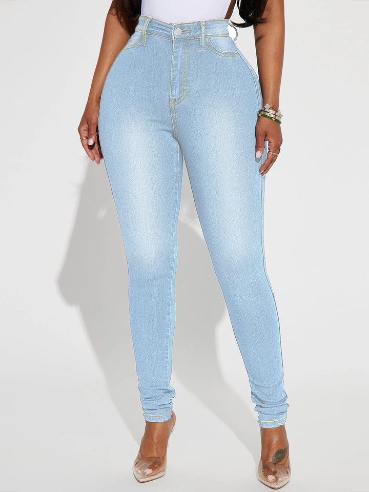 Damen High-Waist Skinny-Jeans mit formendem Stretch und schmalem Bein Drune