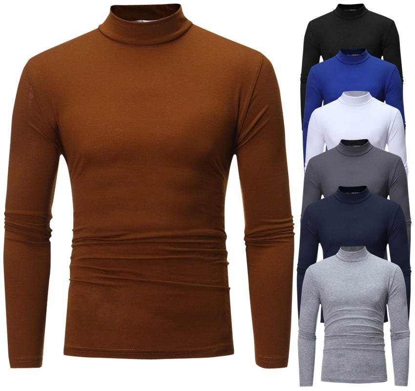 Herren nan tailliertes Langarm-Stehkragen-Shirt aus Stretchjersey Drune
