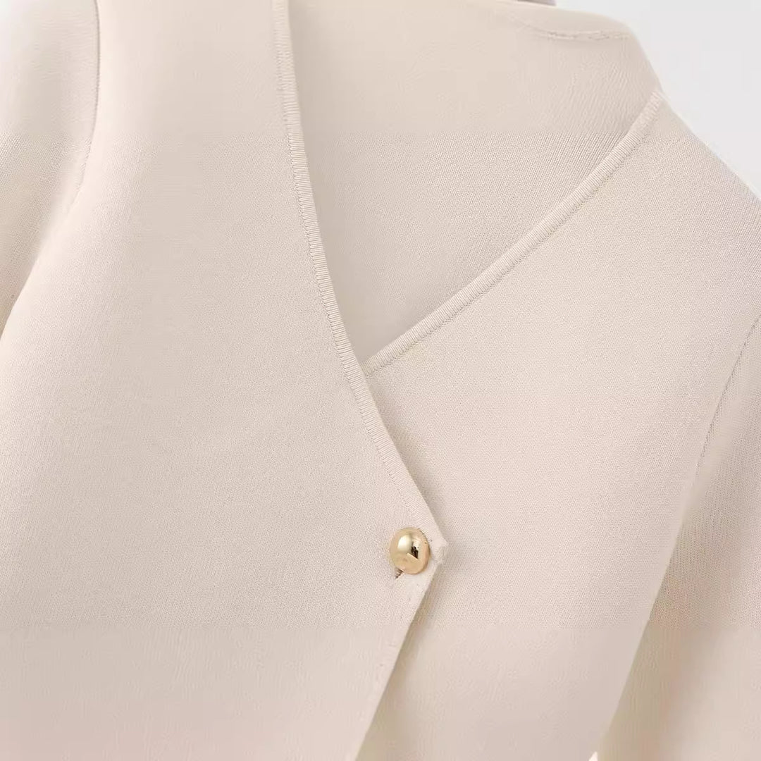 Damen elegante Wickeljacke mit Knopfdetails Drune