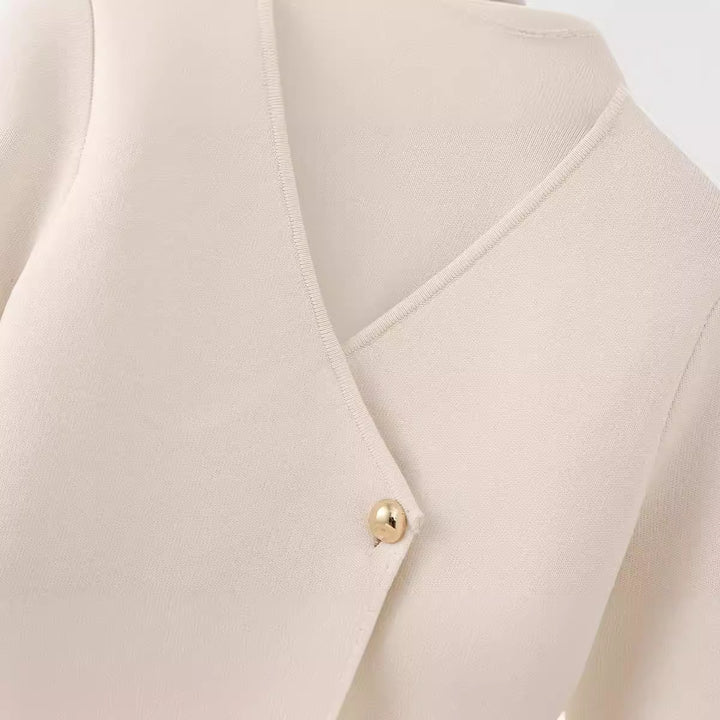 Damen elegante Wickeljacke mit Knopfdetails Drune