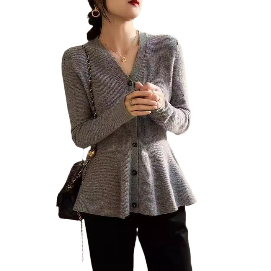 Damen elegante Strickjacke mit taillierter Passform Drune