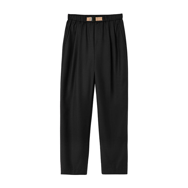 Damen Leichte Stoffhose mit elastischem Bund, Bundfalten und geradem Bein Drune