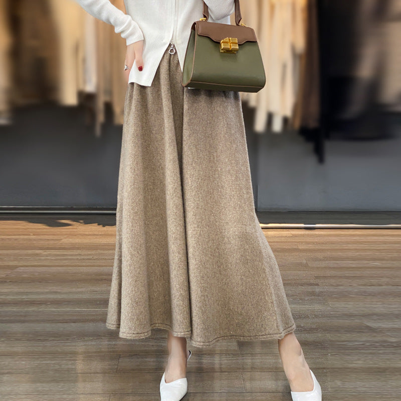 Damen Midirock aus gestricktem Wollmix mit ausgestellter A‑Linie Drune