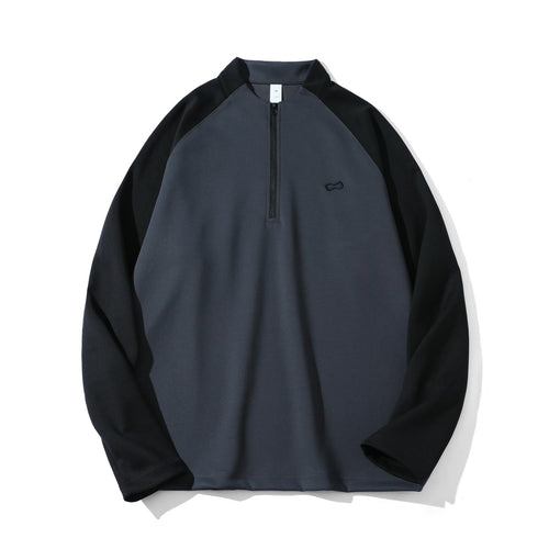Unisex Funktions-Halbzip-Sweatshirt mit Troyerkragen, Raglanärmeln und minimalistischer Stickerei Drune