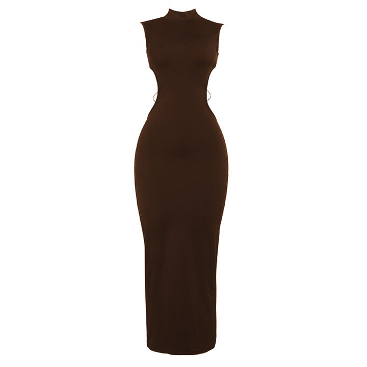 Damen Figurbetontes Maxikleid mit hohem Kragen und seitlichen Cut-Outs Drune