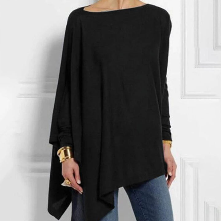 Damen nan drapierte Oversize-Tunika mit schrägem Zipfelsaum und weiten Fledermausärmeln Drune